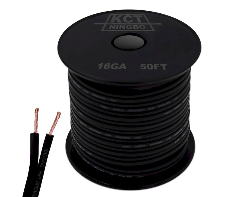 KCT 16AWG Gauge Speaker Cable Speaker Wire Black 50FT - Image 1